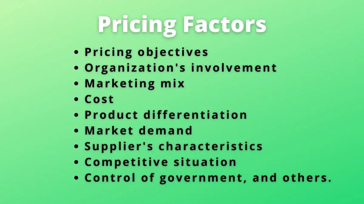 Factores que afectan el precio del producto/servicio (factores internos y externos)