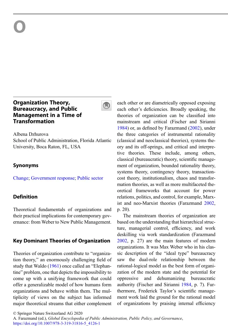 PDF) Teoría de la organización, burocracia y gestión pública en una ...